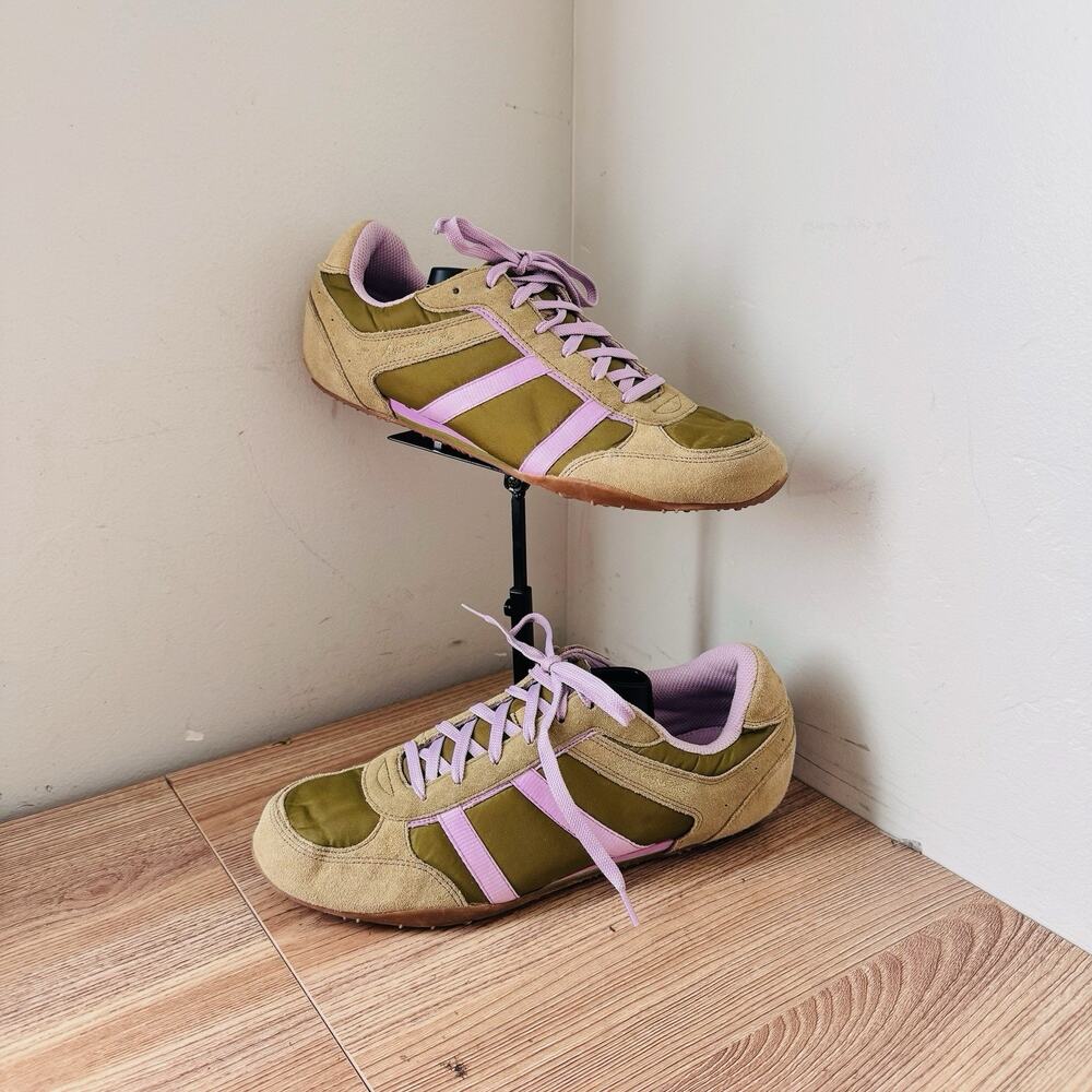 American Eagle Green And Purple Suede Sneakers Women’s Size 10